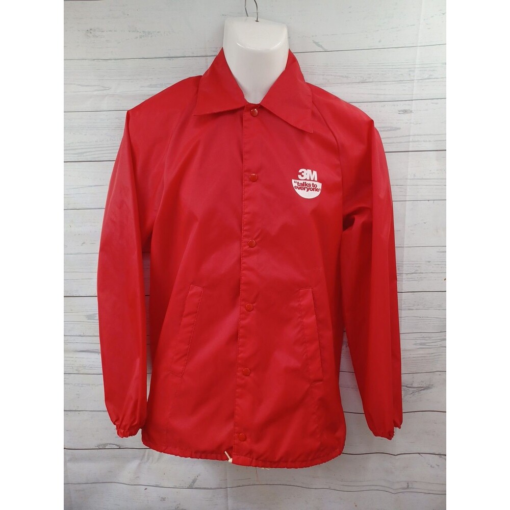 3M Mens Red Windbreaker Raincoat Nylon Jacket Pockets Sz  S